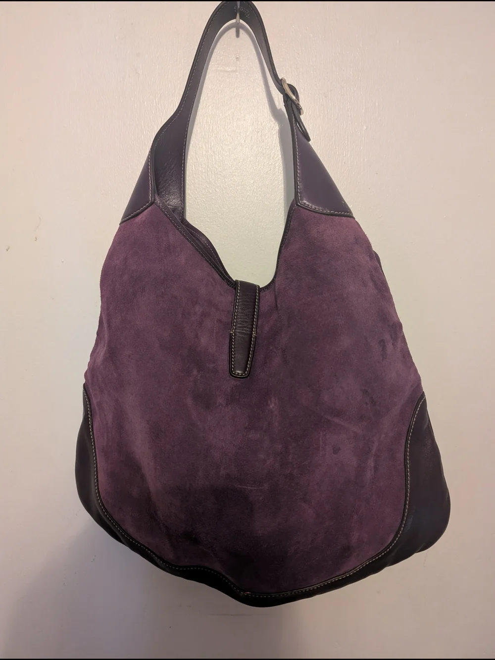 Purple Studded Hobo Shoulder Bag